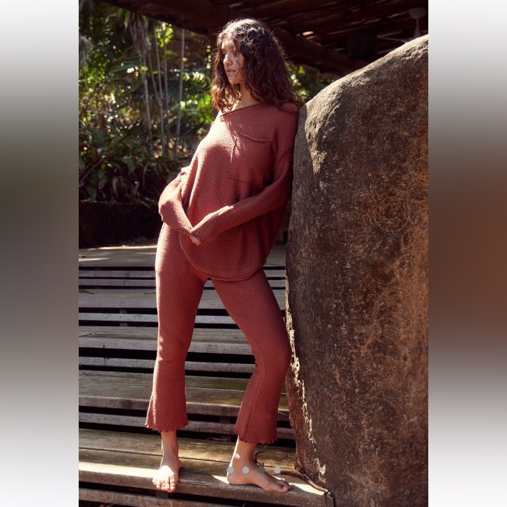 Karina Sweater Set Canyon Sunset Free People Rust Lounge Set - Picture 3 of 4